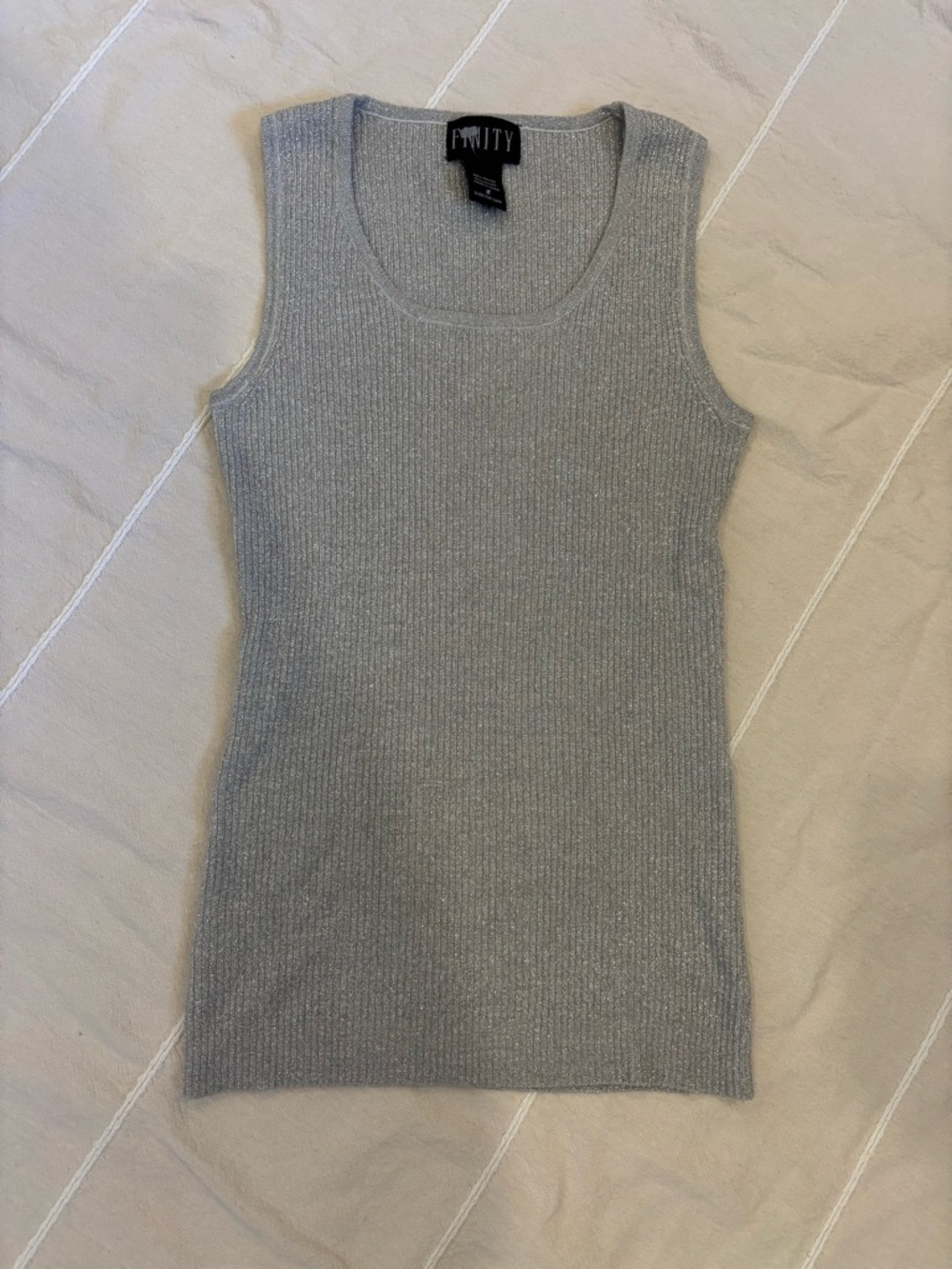 Finity Silver Metallic Ribbed Tank